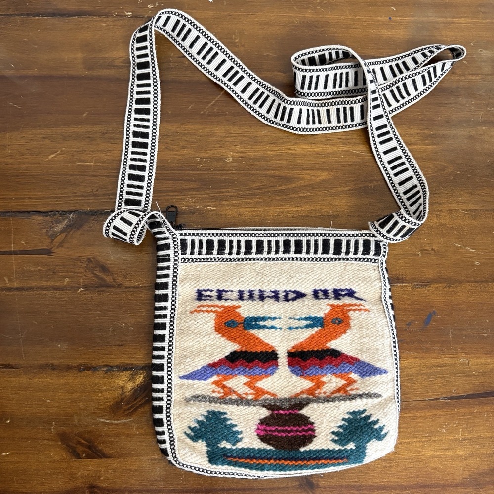 Artisan Made Hippie Boho Retro Wool Purse Cross Body Hand Bag Made In Ecuador
